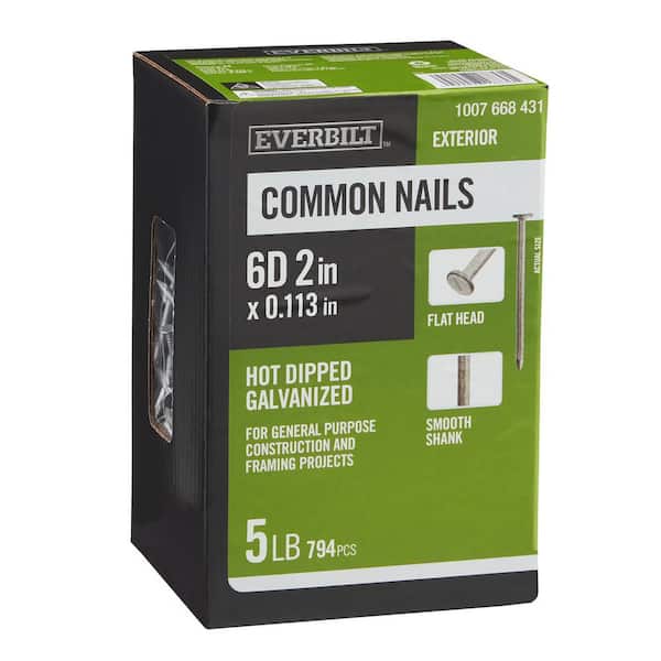 Everbilt 2 in. x 6D Hot Dipped Galvanized Common Nails 5 lbs. (794-Count)