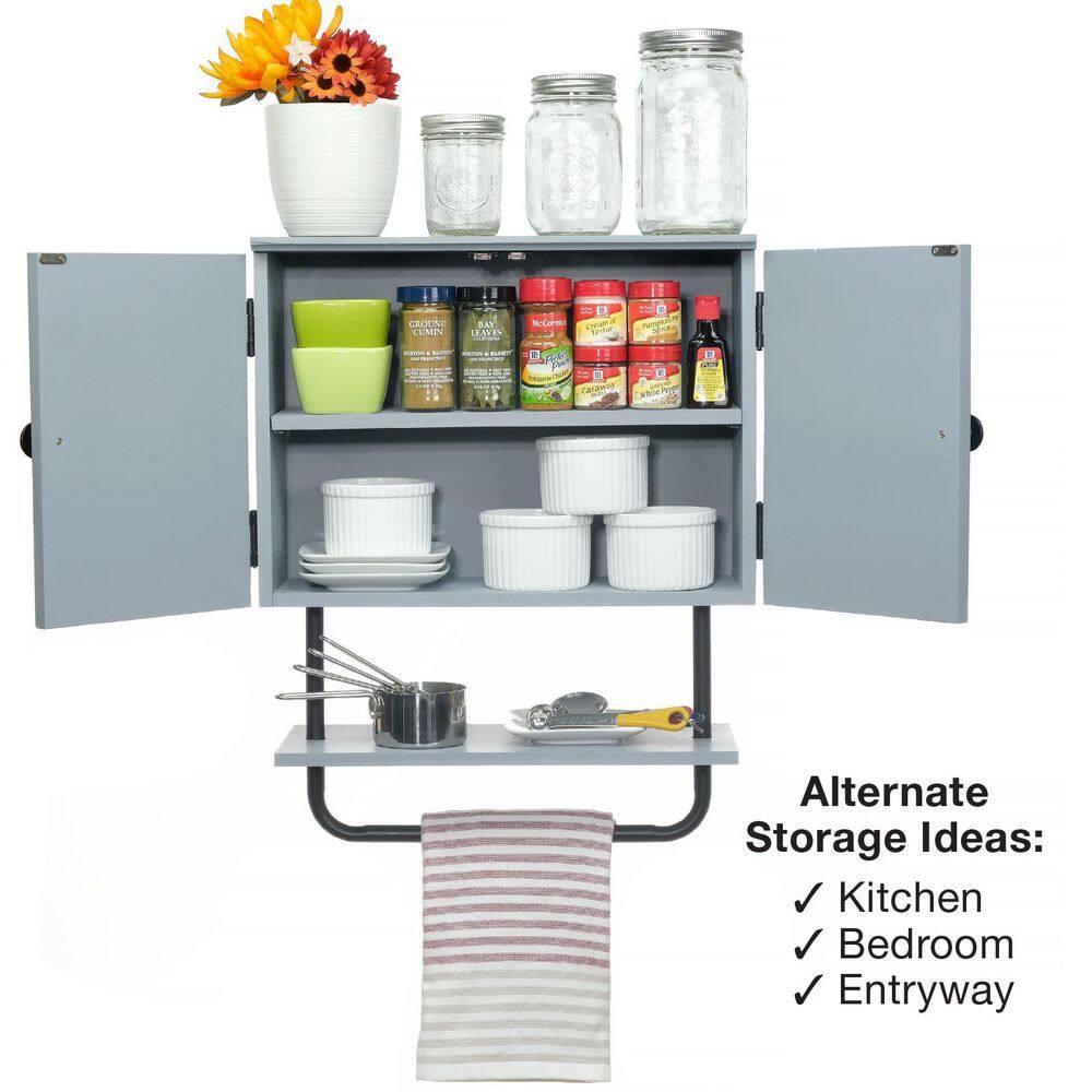 Rustic Gray Barndoor Wall-Mount Cabinet with Adjustable Shelf