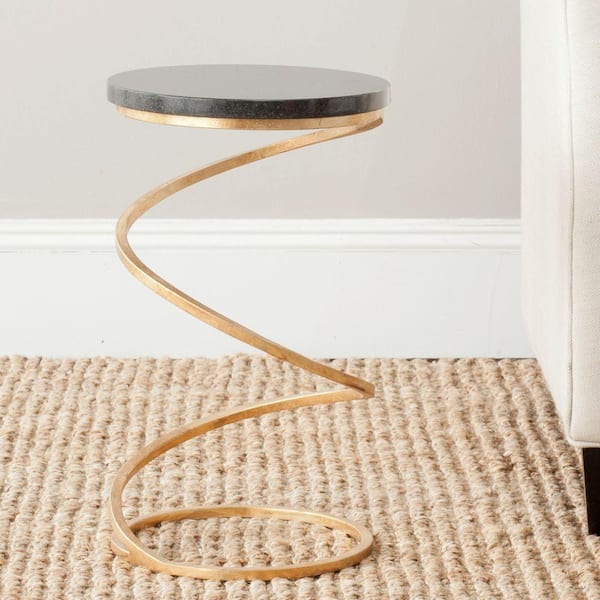 Safavieh Nevina Gold and Black Marble Top End Table