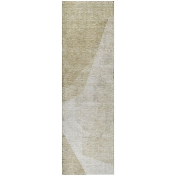 Dream Shag Premium Machine Washable Abstract ADS716 Beige 2 ft. x 7 ft. Runner Rug