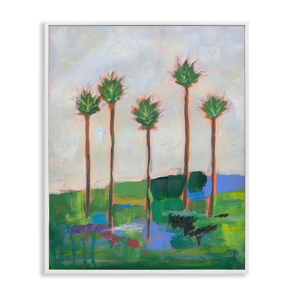 Stupell Industries Tall Palms Impression by Jan Weiss White Framed Nature Giclee Art Print 14 in. x 11 in.
