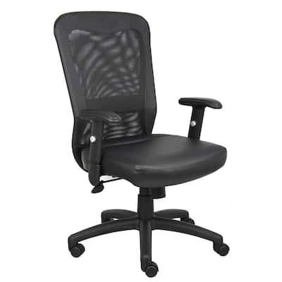 25.5 in. Width Big and Tall Black Faux Leather Executive Chair with Swivel Seat