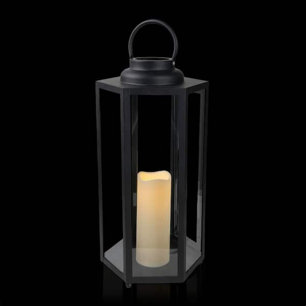 Alpine Corporation 9-in x 14-in Black Metal LED Light Outdoor Decorative  Lantern in the Outdoor Decorative Lanterns department at