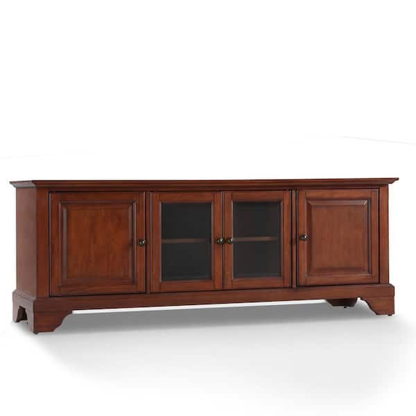 CROSLEY FURNITURE LaFayette 60 in. Cherry Wood TV Stand Fits TVs Up to 60 in. with Storage Doors