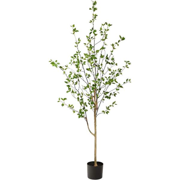 HOME IMPORTS EMPORIUM 6.5 ft. Artificial Citrus Tree in Black Pot, Artificial Indoor Home Decor Plant