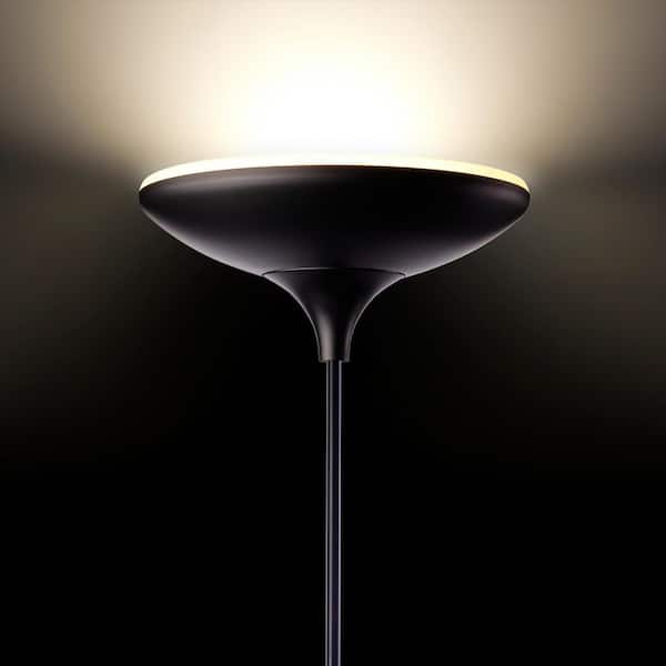 Black Satin Led Floor Lamp Torchiere, Energy Efficient Torchiere Floor Lamps