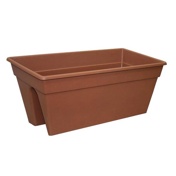 Southern Patio Newbury 24 in. Light Terracotta Resin Deck Rail Planter