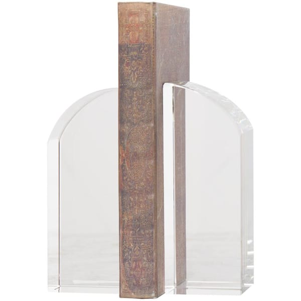 Litton Lane Clear Crystal Arched Geometric Bookends (Set of 2)