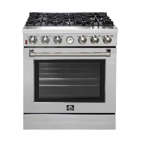 Forno Mazzanta 30 in. 5 Burner Free Standing Gas Range in Stainless Steel  FFSGS6242-30S - The Home Depot