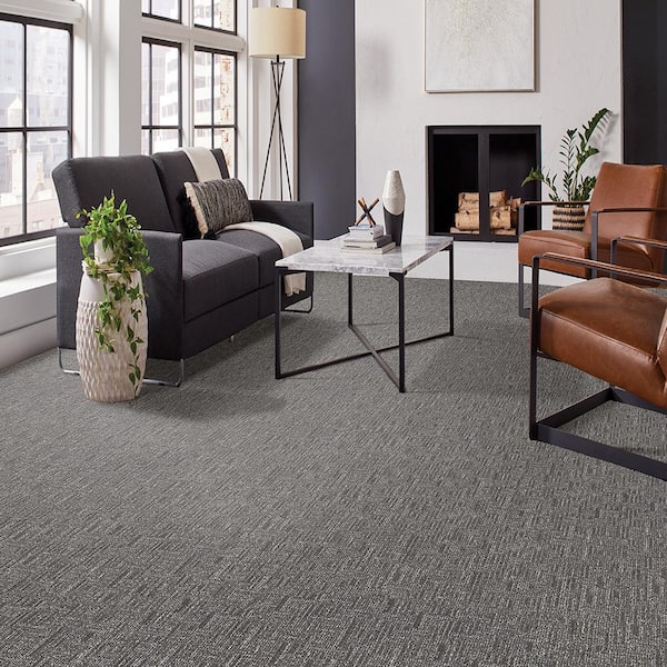 Crystal Cavern - Jasper-Gray 12 ft. 45 oz. Triexta PET Pattern Installed Carpet