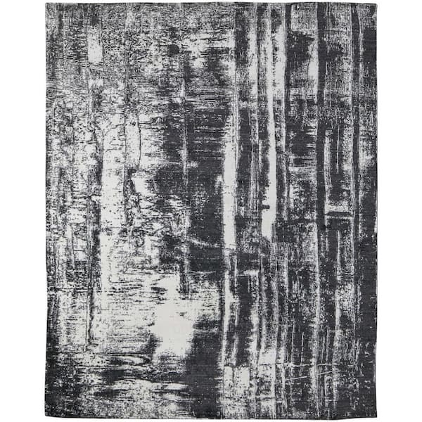 8 ft. x 10 ft. Black and Gray Abstract Hand Woven Area Rug