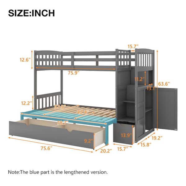 Full Twin Convertible Bunk Bed, Convertible Bunk Beds Twin Over