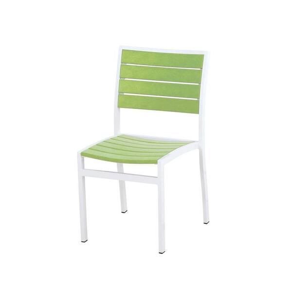 POLYWOOD Euro Satin White/Lime Patio Dining Side Chair