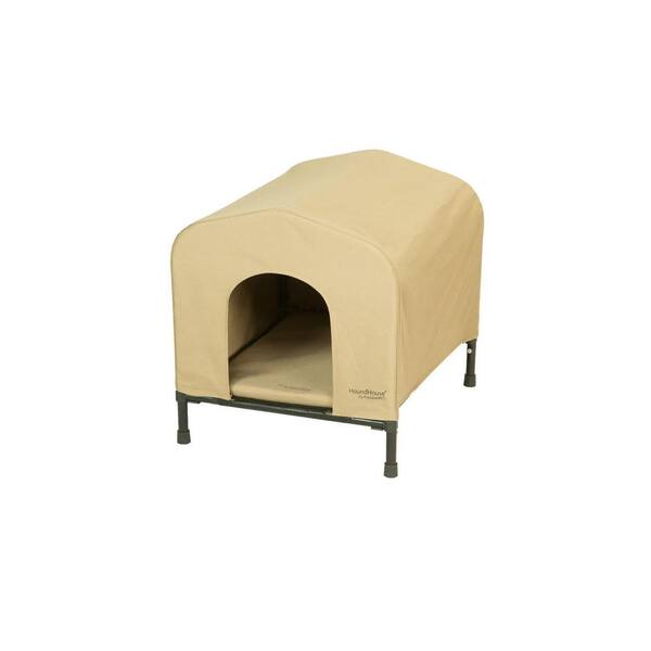 PortablePET 21 in. D x 19 in. D x 19 in. H HoundHouse Khaki Small Portable Dog House