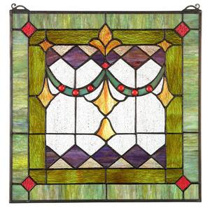 Victorian Swag Tiffany-Style Stained Glass Window Panel