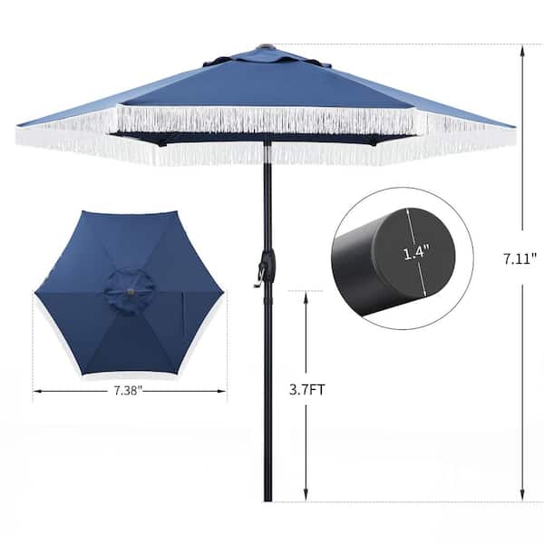 Ainfox 7.38 ft. Outdoor Patio Wood Beach Umbrella With