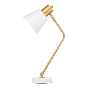 20 in. Metal shade table Lamp W/gold with white accents