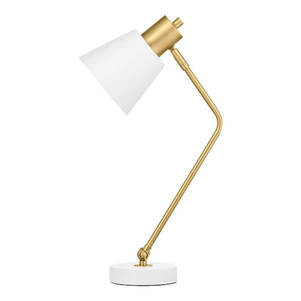 Hampton Bay 20 in. Metal shade table Lamp W/gold with white accents