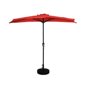Fiji 9 ft. Market Half Patio Umbrella with Black Round Base in Red