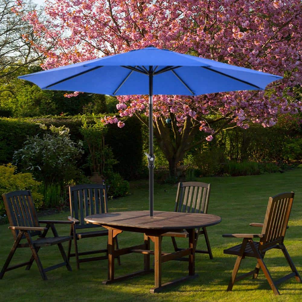 9 ft. Outdoor Market Patio Umbrella with Button Tilt and Crank, UV Protecte