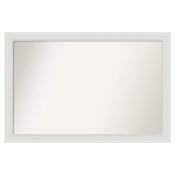 Amanti Art Flair Soft White Narrow 42 in. x 28 in. Custom Non-Beveled Satin Recyled Polystyrene Bathroom Vanity Wall Mirror