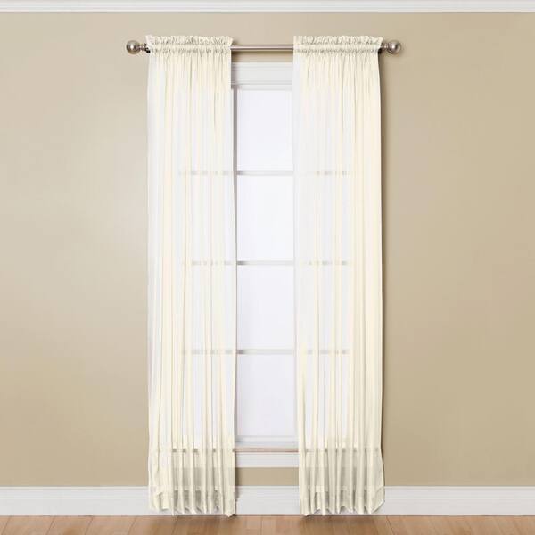 Natco Solunar Voile 54 in. W x 63 in. L Polyester Voile Sheer Window Panel in Ivory