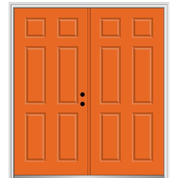 MMI Door 72 in. x 80 in. Classic Left-Hand Inswing 6-Panel Painted Fiberglass Smooth Prehung Front Door with Brickmould