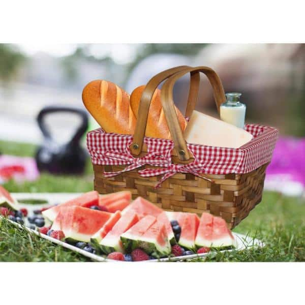 Vintiquewise Rectangular Basket Lined with Gingham Lining Small