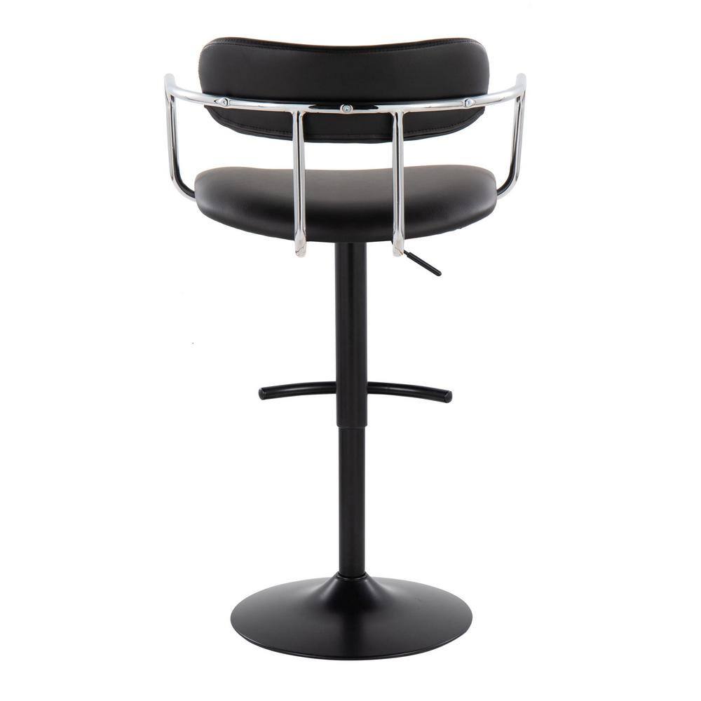 Black Adjustable Swivel Metal Bar Stool Set