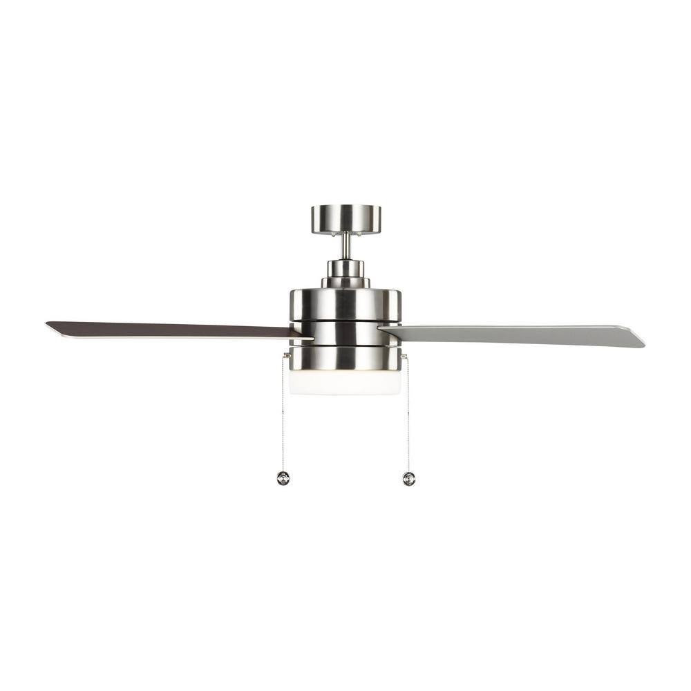 Brushed Steel 52'' Ceiling Fan with Solid Wood Blades and Light Kit