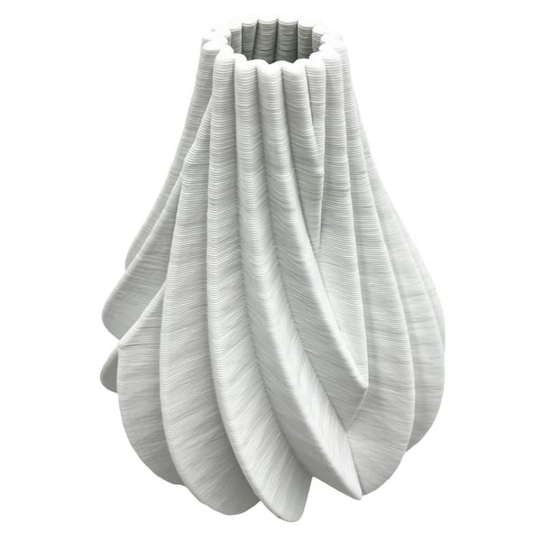 castellousa White 11 in. Tall Modern White Ceramic Vase
