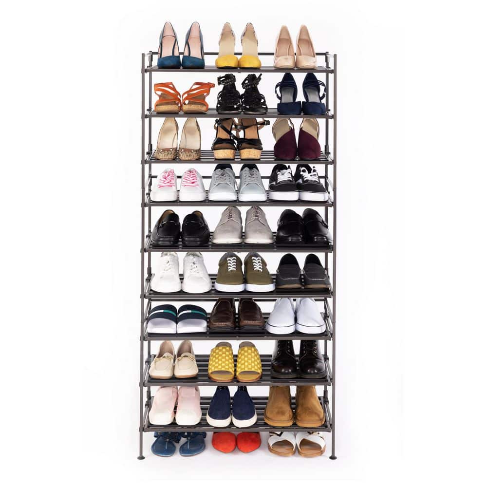 Espresso Stackable Metal 3-Tier Shoe Rack, 2-Pack