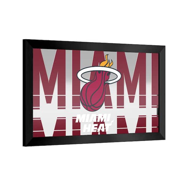 Miami Heat City 26 in. W x 15 in. H Wood Black Framed Mirror NBA9MH3HD