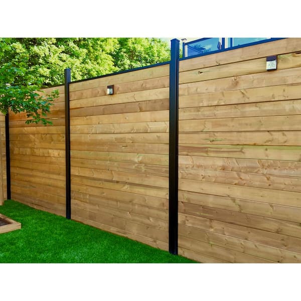 81 in. x 1-1/4 in. x 1-1/4 in. Black Aluminum Fence Channels, for 7ft. High fence, 2 per pack, includes screws