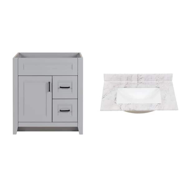 Ridge 30 in. x 22 in. x 34 in. Pearl Gray Bath Vanity and 31 in. x 22 in. White Sink Top