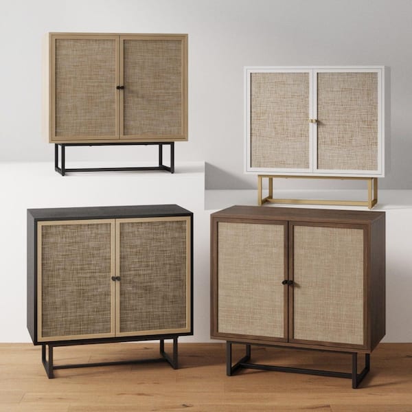 Nathan James Kova Light Oak/Black Accent Cabinet Natural Cane Nathan James Kova Light Oak/Black Accent Cabinet Natural Cane