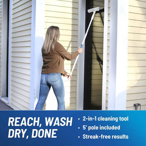 14 in. Microfiber Window Squeegee and Scrubber with 5 ft. Telescoping Pole