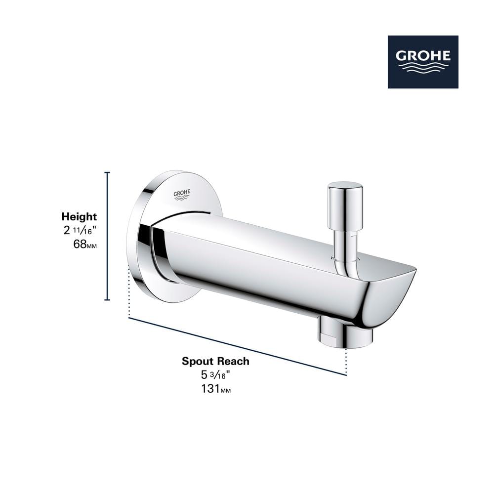 Cosmopolitan StarLight Chrome Wall Mounted Tub Spout with Diverter