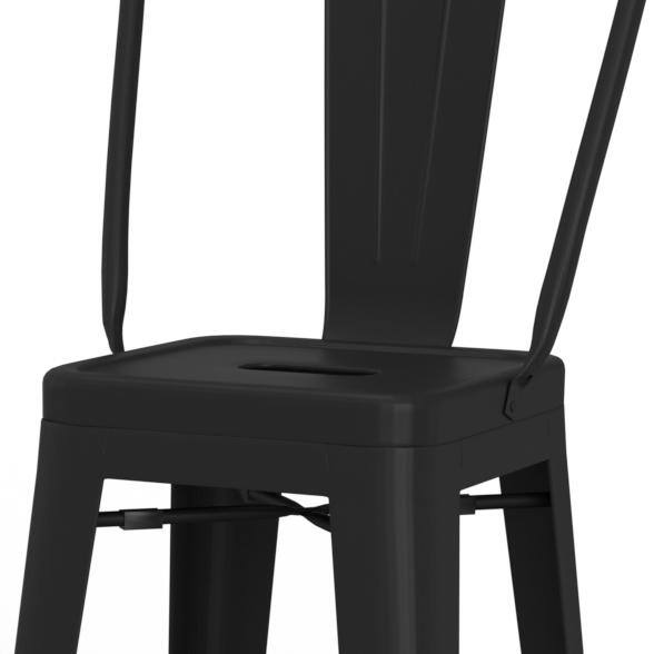 Fletcher 30" Industrial Black Metal Bar Stool Set of 2