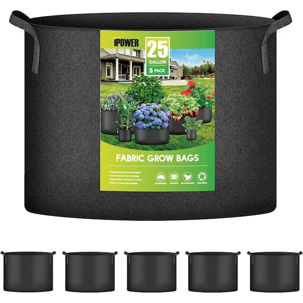 VIVOSUN 1 Gallon Grow Bags 5-Pack Black Thickened Nonwoven Fabric Pots with  Handles