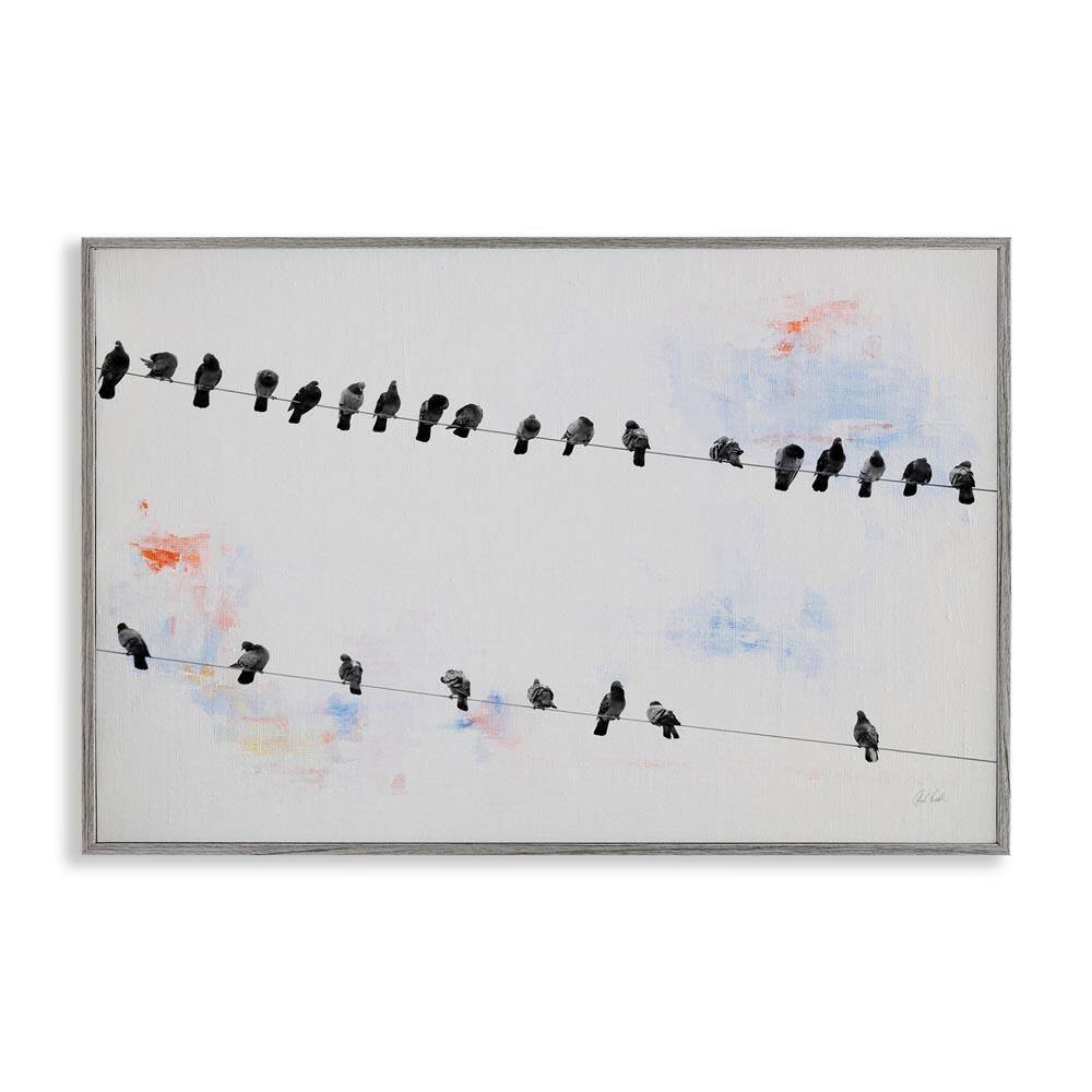 Migrating Birds on Wire by Deborah Revell Gray Framed Animal Giclee Art Print 20 in. x 30 in. price history on PriceWatchPro