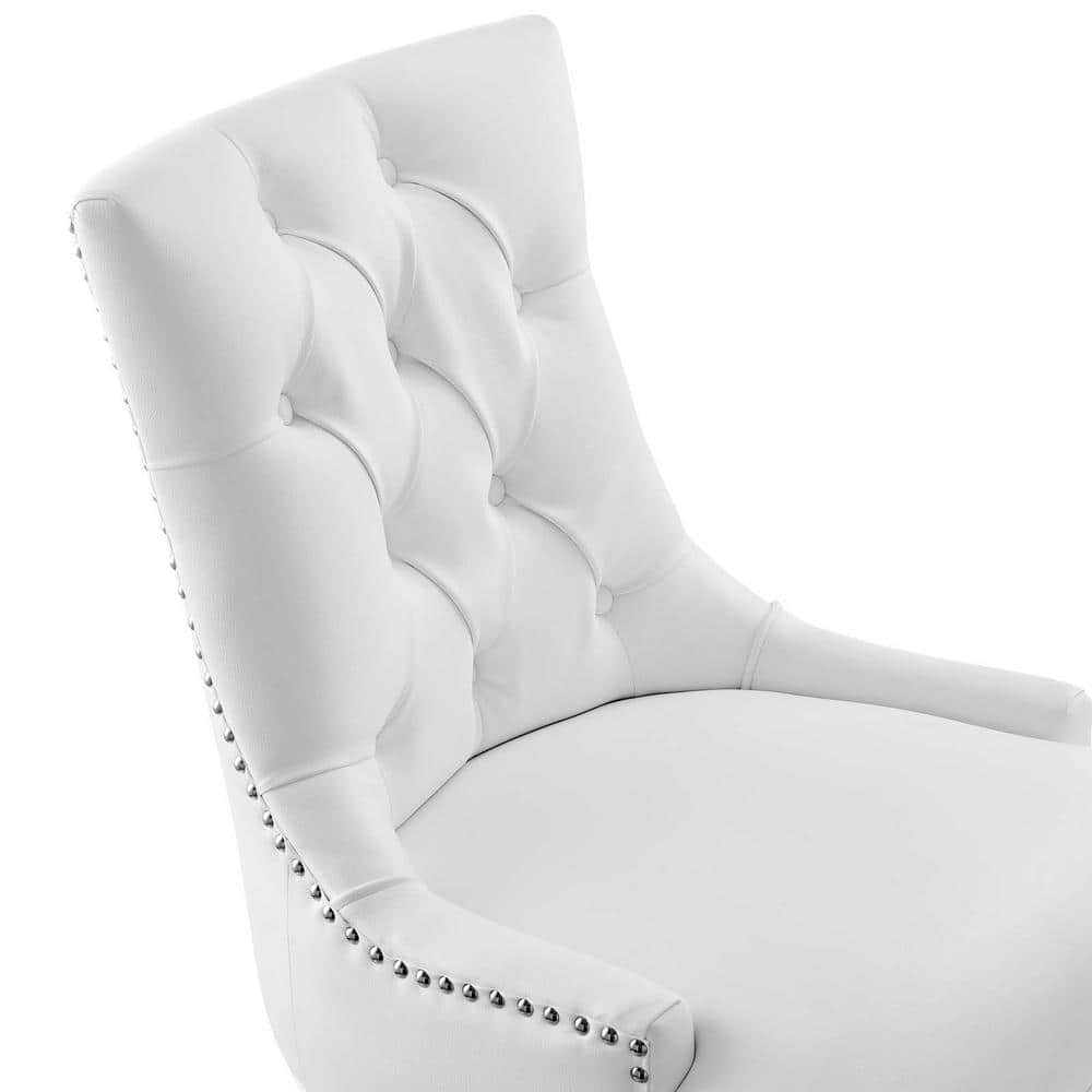 Black and White Tufted Vegan Leather Swivel Office Chair