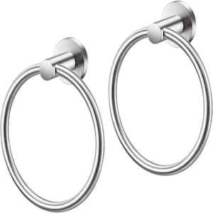Wall Mounted Round Shaped Stainless Steel Towel Ring Towel Storage Hanger in Brushed Nickel (2-Pack)