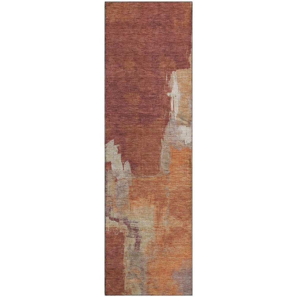 Mayfield Premium Machine Washable Abstract AMF1332 Paprika 2 ft. 3 in. x 7 ft. 6 in. Runner Rug price history on PriceWatchPro