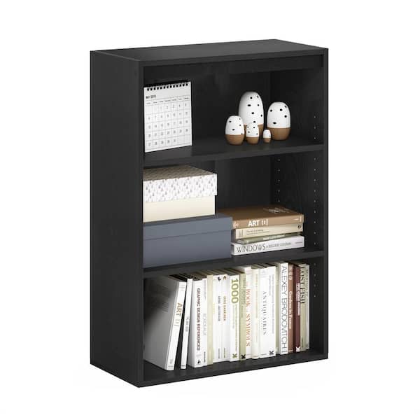 Furinno Pasir 36.1 in. Blackwood 3-Shelf Bookcase 11208BKW - The