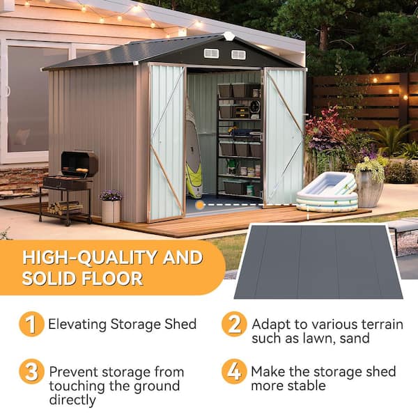 Sizzim 8 ft. W x 6 ft. D Storage Metal Shed with Double Door