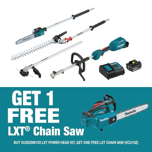 18V LXT Brushless Couple Shaft Power Head Kit w/String Trimmer, Pole Saw & Articulating Hedge Trimmer Attachments 4.0Ah