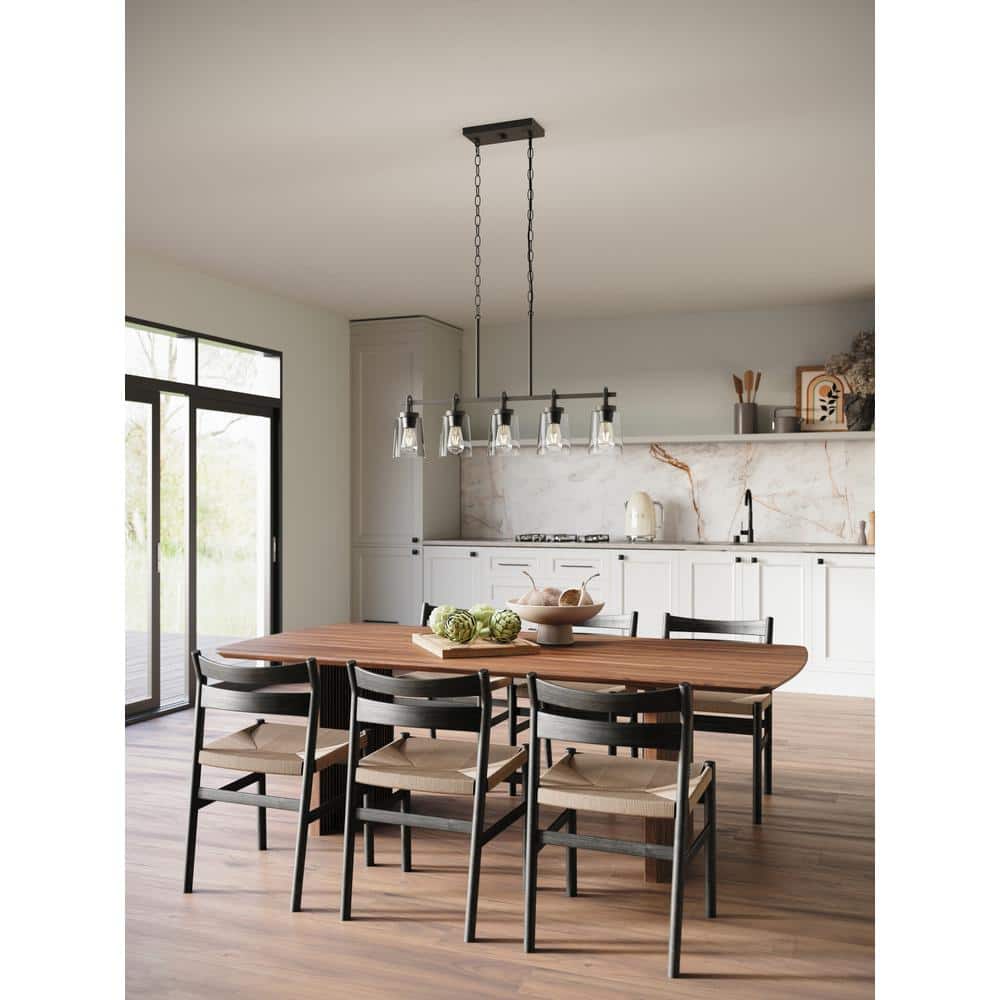 Huntscroft Collection 34 in. 5-Light Matte Black Island Linear Chandelier for Bar, Kitchen and Dining Room price history on PriceWatchPro