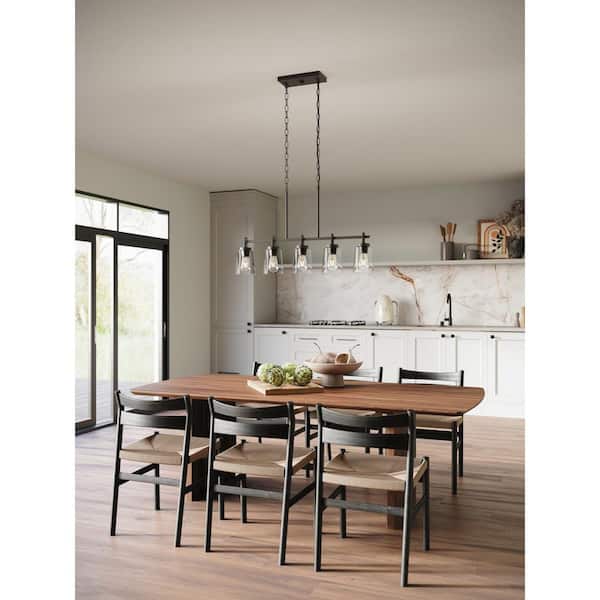 Huntscroft Collection 34 in. 5-Light Matte Black Island Linear Chandelier for Bar, Kitchen and Dining Room