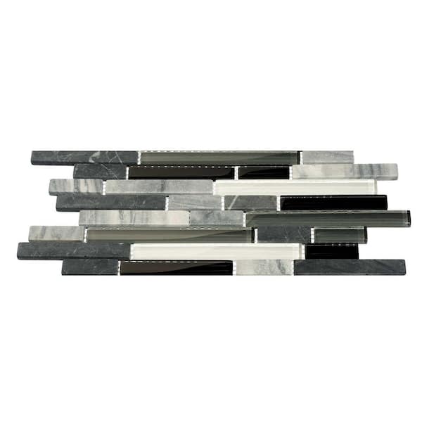 Glacier Mountain Glass and Stone Mosaic Tile 11.75"x11.75"-Piano Sample